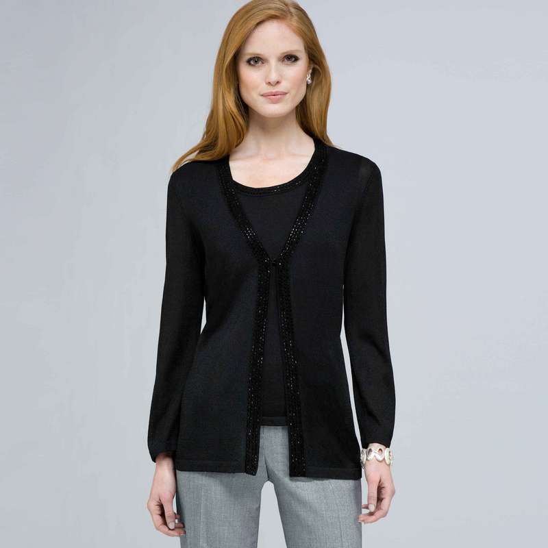 Beaded Cardigan, Black Multi, large image number 0